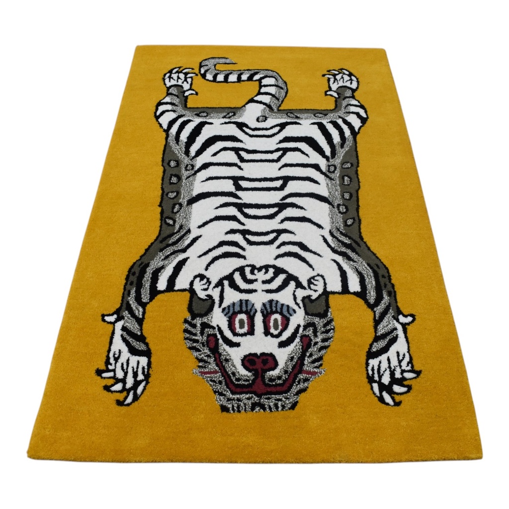Tibetan Tiger Rectangle Yellow Grey Hand Tufted Rug (3x5 feet)