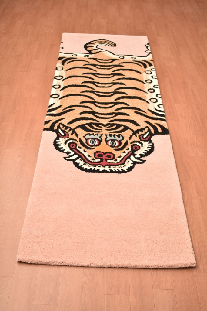 Tibetan Tiger Blush Pink Runner Hand Tufted Rug