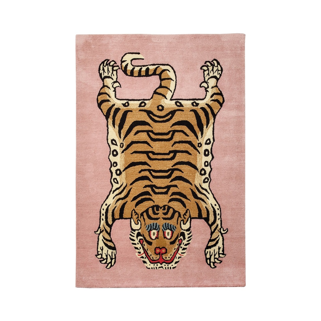 Tibetan Tiger Rectangle Blush Pink Hand  Tufted Rug (3x5 feet)