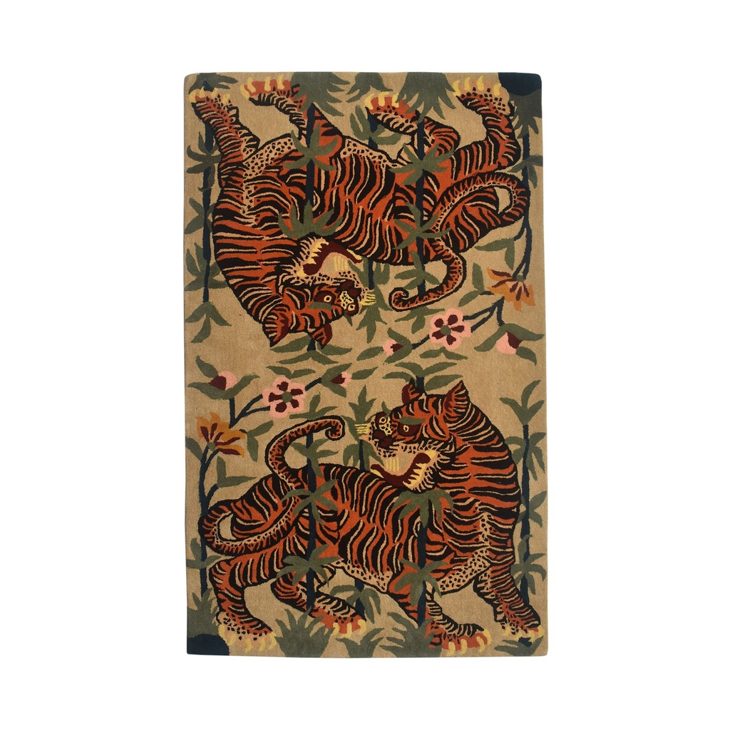 [CH DO TIGER 5X8] CHINESE DOUBLE TIGER 5X8 HANDTUFTED RUG