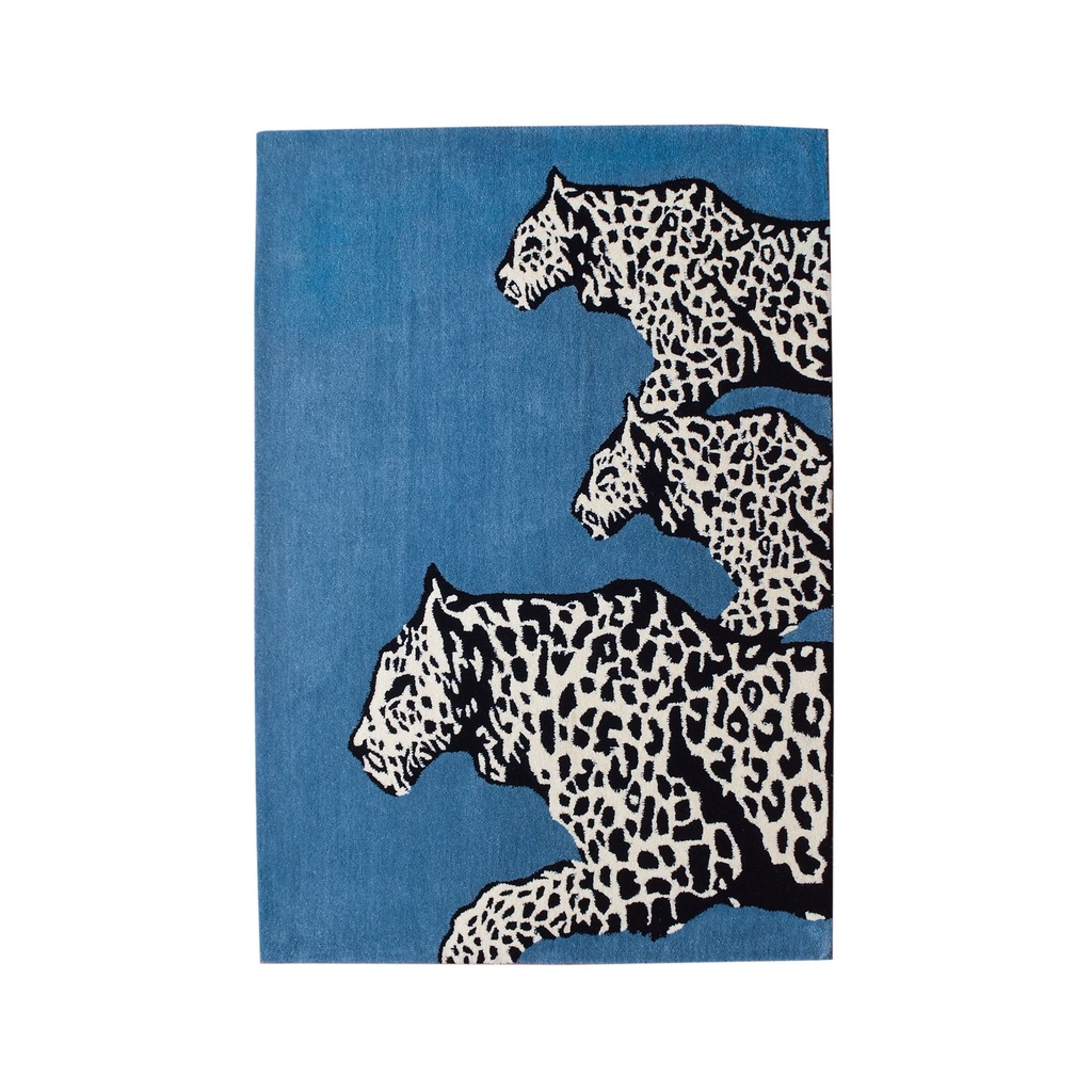 LEOPARD THREE BLUE 4X6 HANDTUFTED RUG