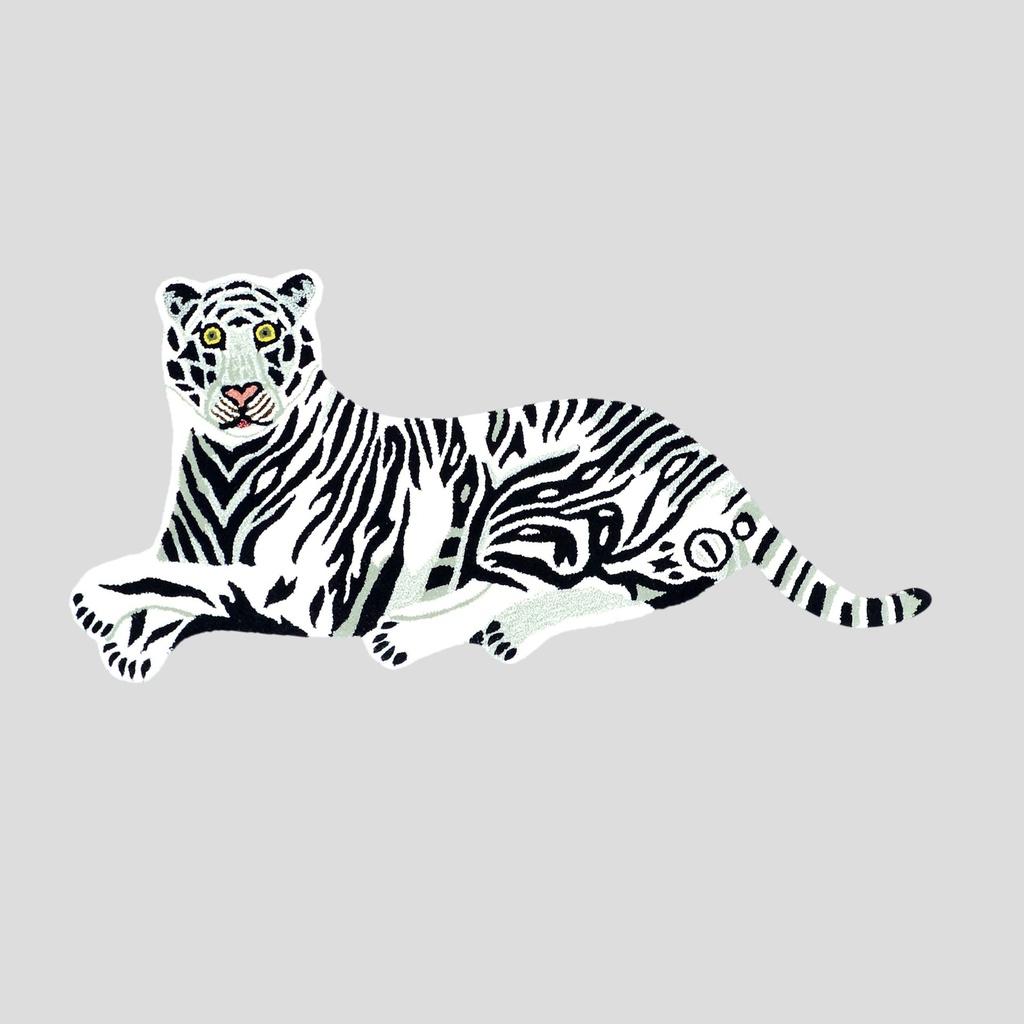 SITTING WHITE TIGER HANDTUFTED RUG