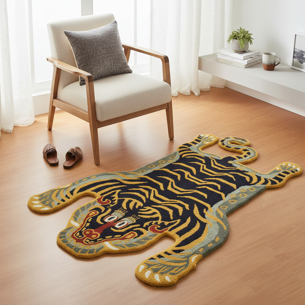 TIBETAN TIGER 1 BL PU 2X3 HANDTUFTED RUG