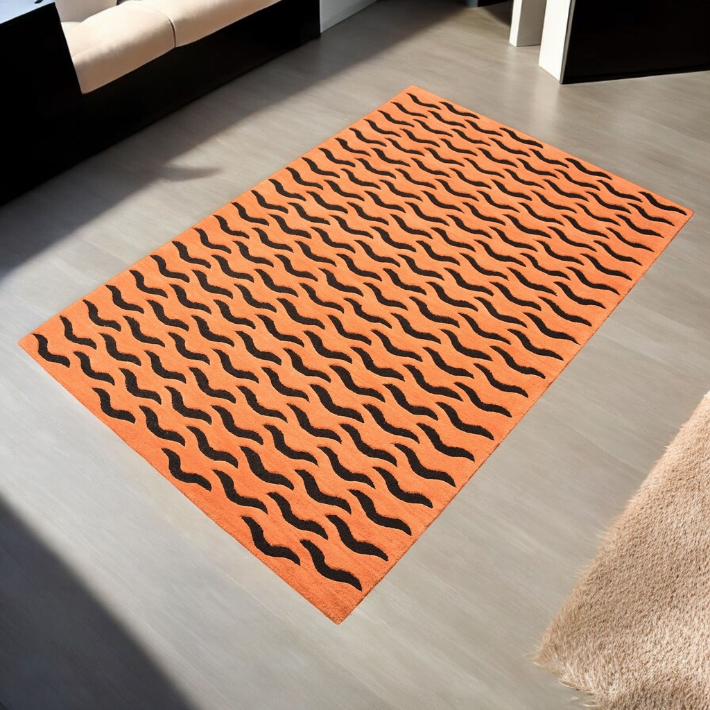 TIGER PRINT 5X8 CUTLOOP HANDTUFTED WOOL RUG