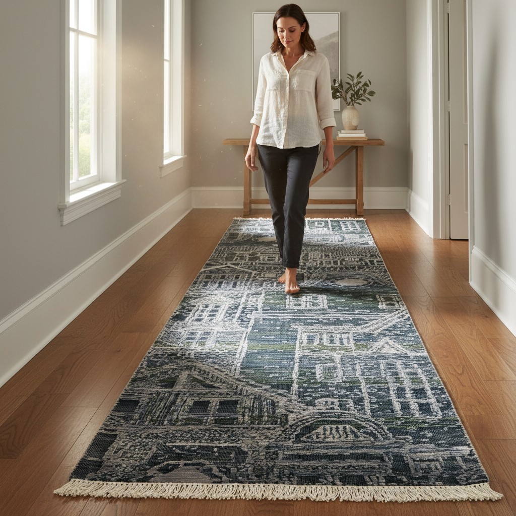 TRO-115 Hand Knotted Rug AJ-140 JI-134 NAVEY/NAVEY 2.5X10