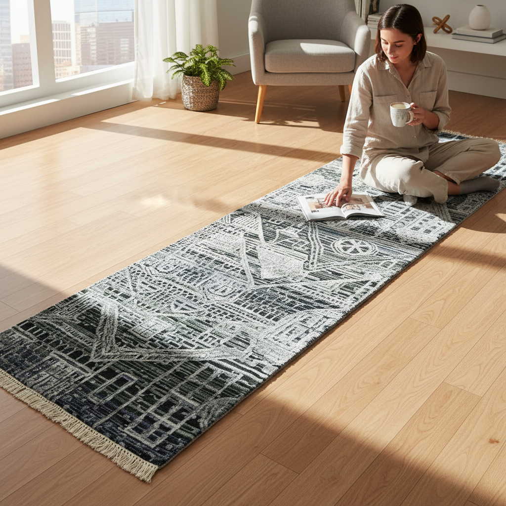 TRO-116 Hand Knotted Rug AJ-141 JI-134 NAVEY/NAVEY 2.5X10