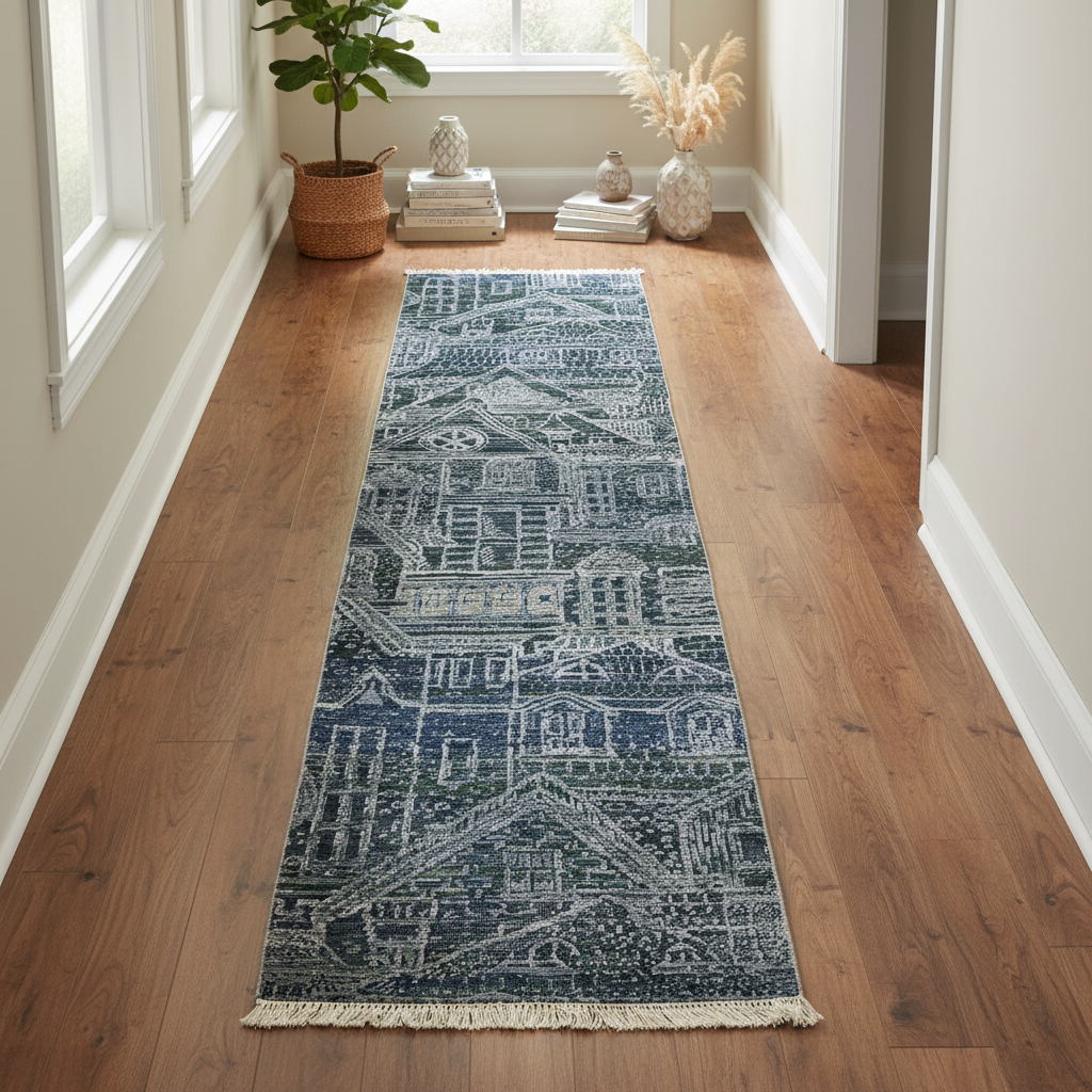 TRO-117 Hand Knotted Rug AJ-142 JI-134 NAVEY/NAVEY 2.5X10