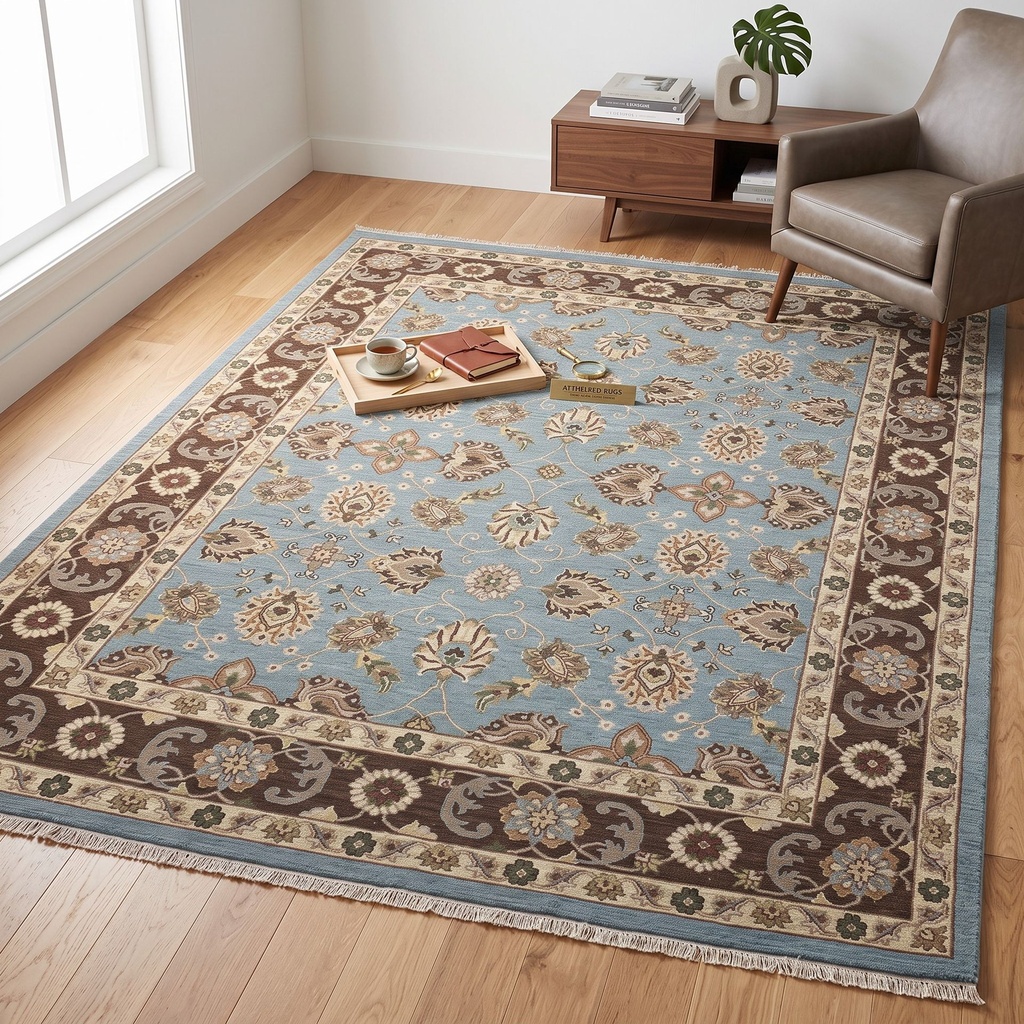 [TRO-124] TRO-124 Hand Knotted Rug AJ-20 MR-13 L.BLUE/L.BLUE 8.0X9.10