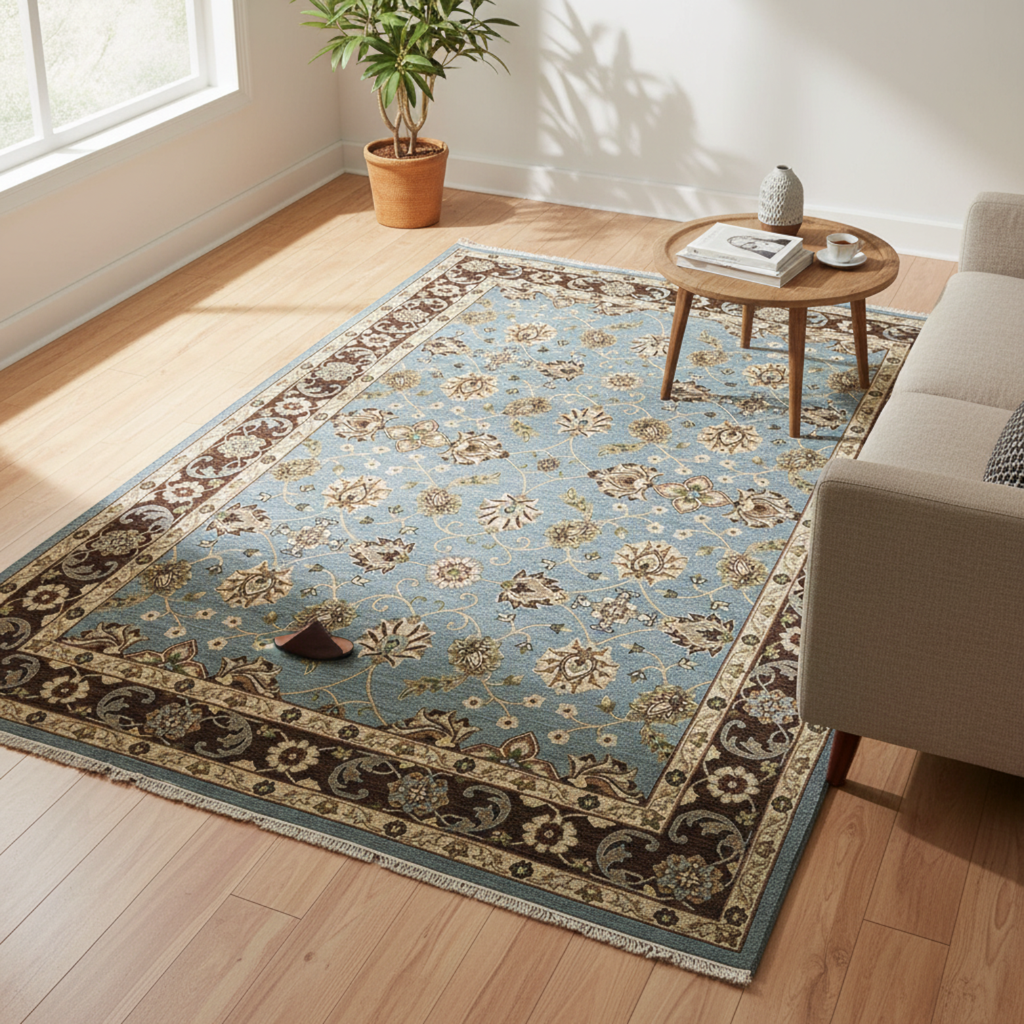 [TRO-125] TRO-125 Hand Knotted Rug AJ-22 MR-13 L.BLUE/L.BLUE 6.0X8.10