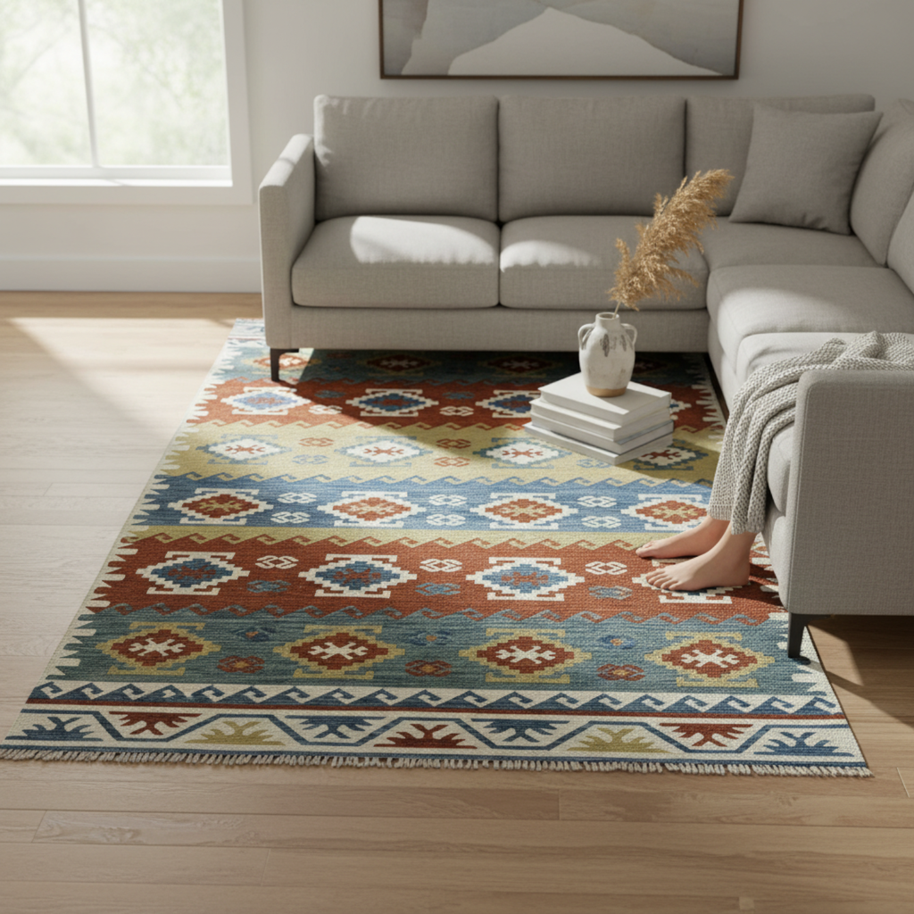 [TRO-127] TRO-127 Hand Knotted Rug AJ-30 KAZAK IVORY/IVORY 6X9