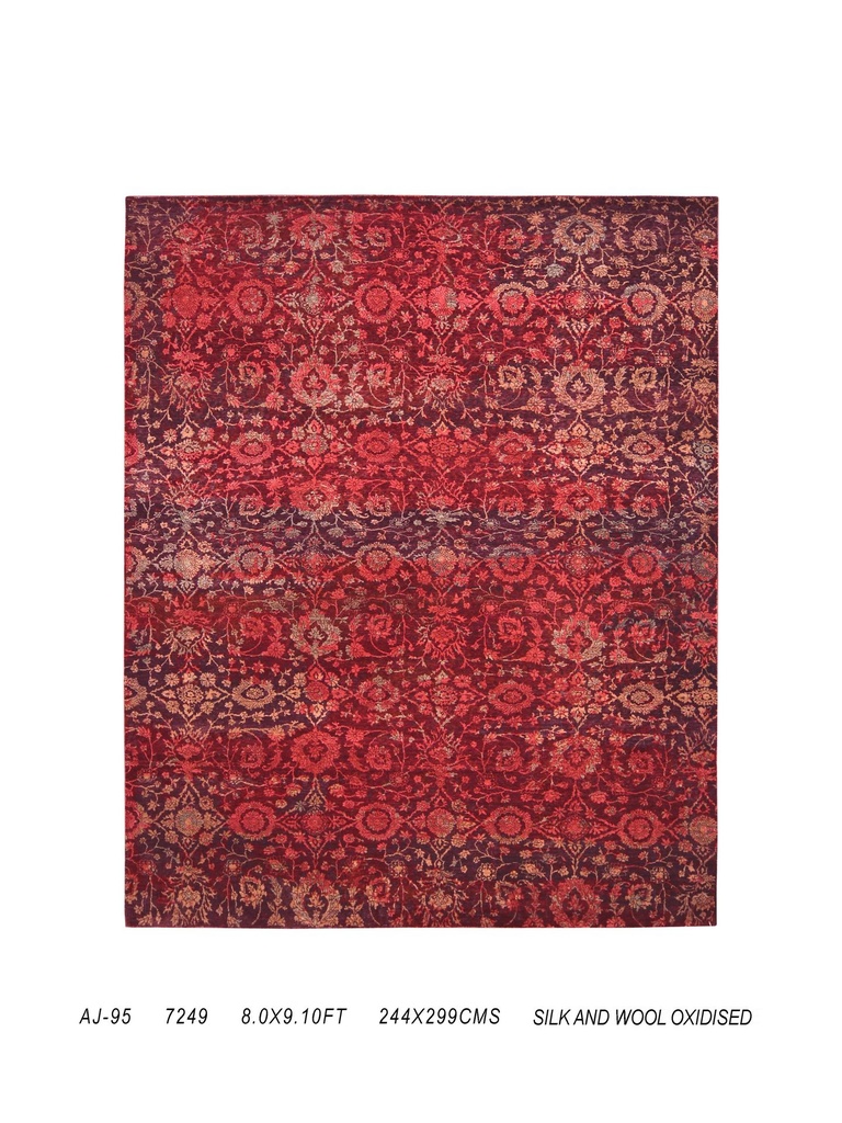 TRO-130 Hand Knotted Rug AJ-95 7249 RED/RED 8.1X9.11