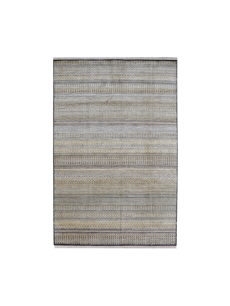 [TRO-138] TRO-138 Hand Knotted Rug L-76 G-4 CH.BLK/GOLD 5.11X8.7