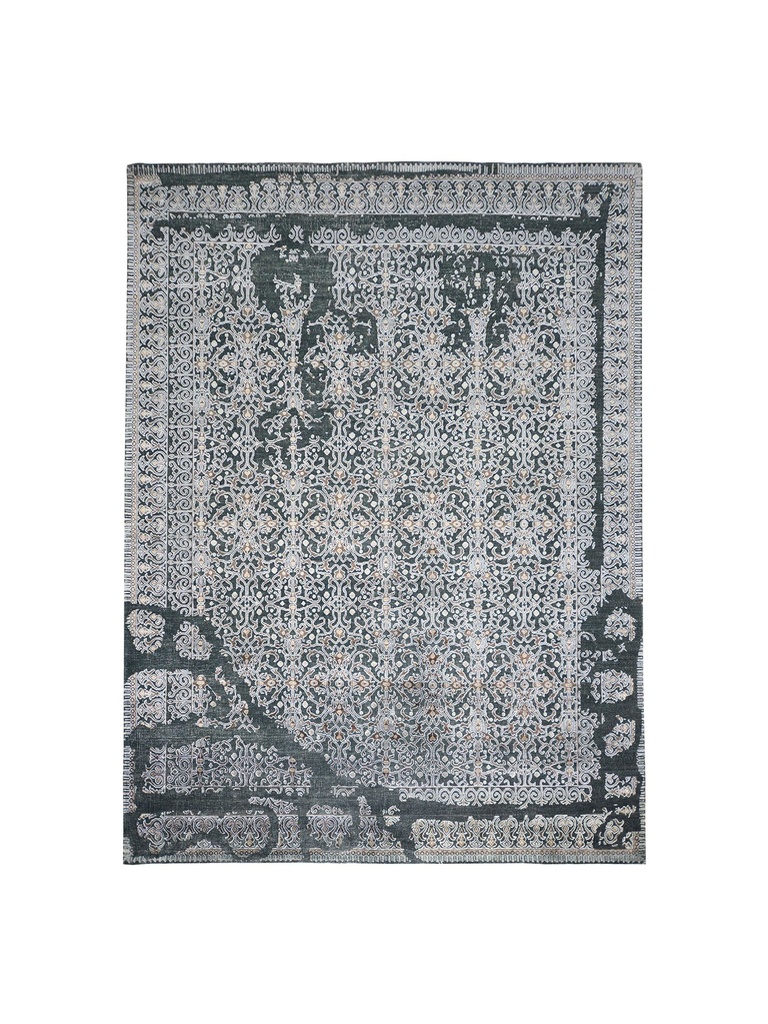 [TRO-145] TRO-145 Hand Knotted Rug N-154 SK-05 M.BLUE/RUST 7.9X9.9