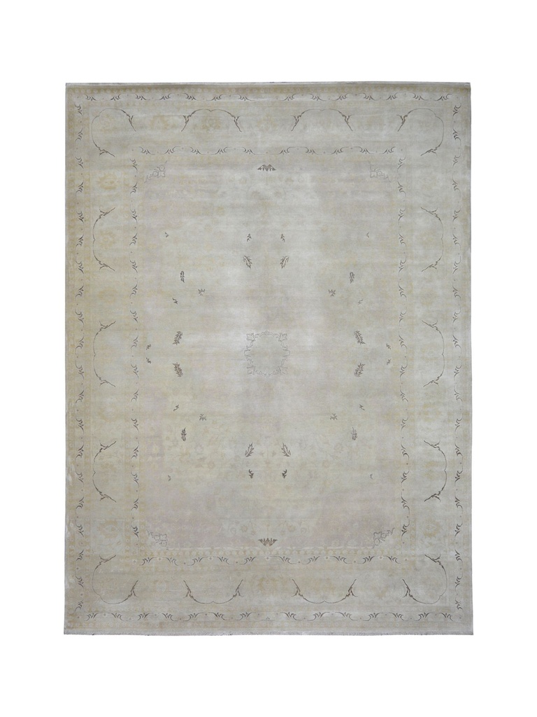 [TRO-155] TRO-155 Hand Knotted Rug P-146 HL-1 IVORY/IVORY 8.9X11.9