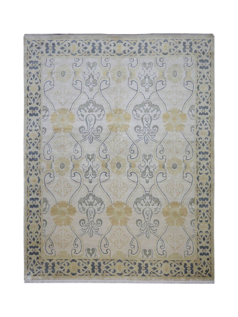 TRO-157 Hand Knotted Rug P-67 S-1 IVORY/BLACK 8.10X11.6