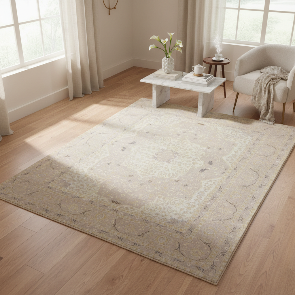 [TRO-160] TRO-160 Hand Knotted Rug Q-257 SF-09 IVORY/IVORY 7.9X9.9