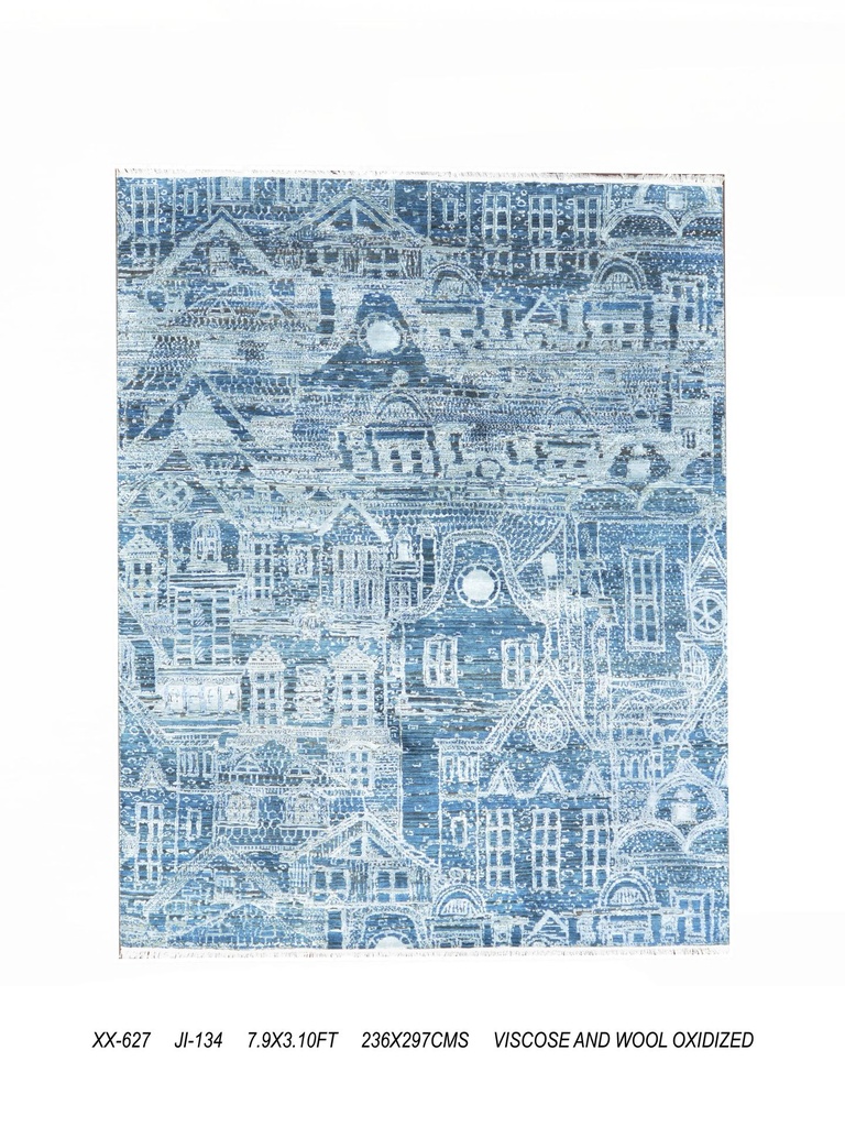 TRO-172 Hand Knotted Rug XX-627 JI-134 BLUE/SILVER 8X10