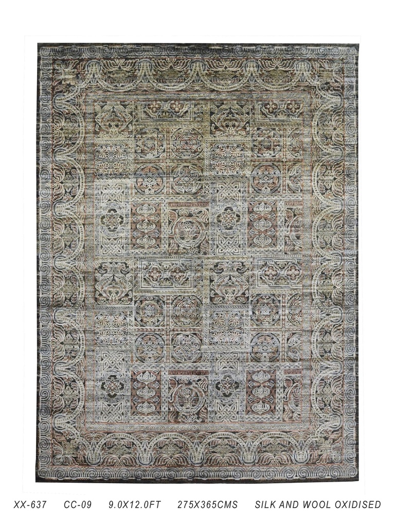 TRO-173 Hand Knotted Rug XX-637 CC-08 CH.BLK/CH.BLK 9X12