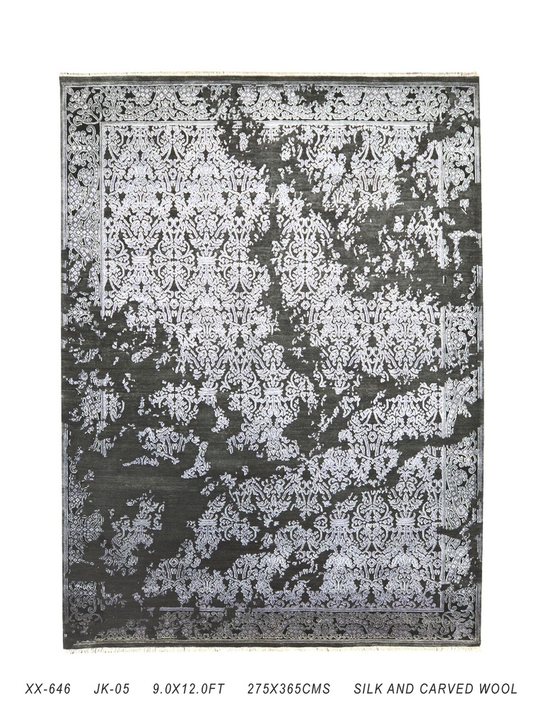 TRO-176 Hand Knotted Rug XX-646 JK-05 CH.BLK/CH.BLK 9x12