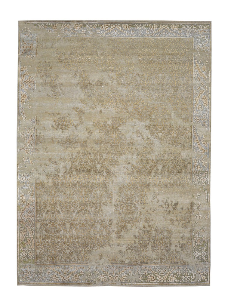 [TRO-177] TRO-177 Hand Knotted Rug XX-650 JK-05 BEIGE/GOLD 9X12
