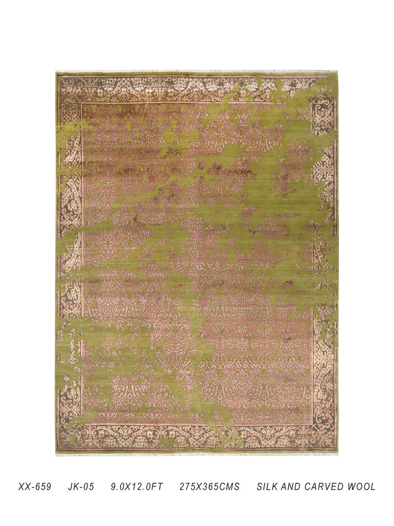 TRO-179 Hand Knotted Rug XX-659 JK-05 GREEN/GREEN 9X12