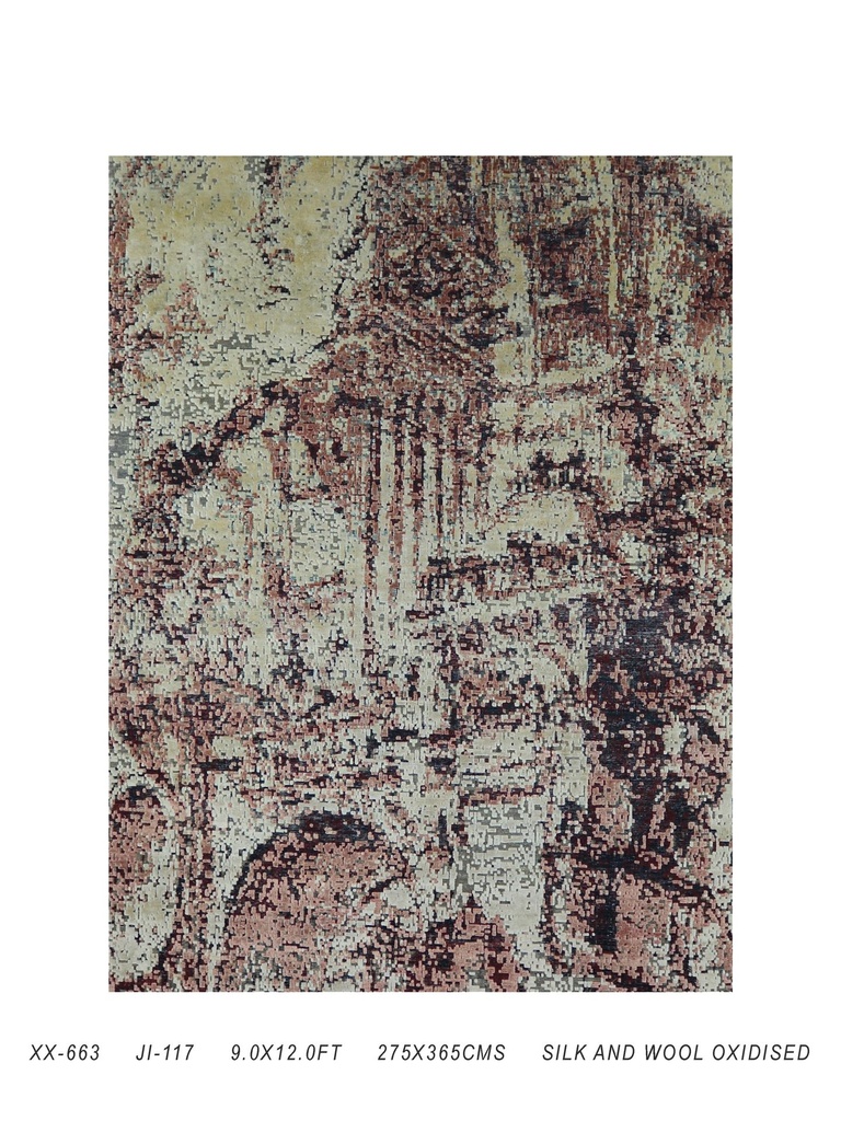 TRO-181 Hand Knotted Rug XX-663 JI-117 IVORY/RUST 9X12