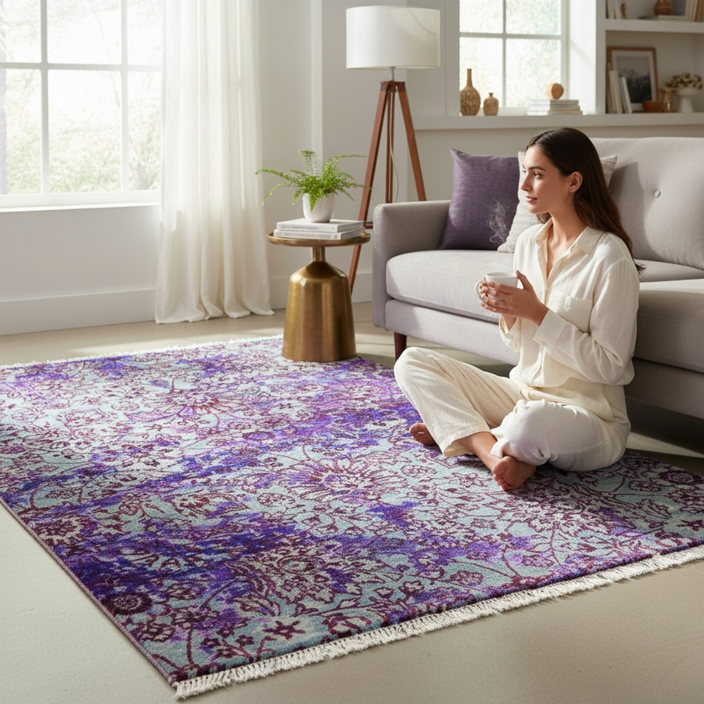 TRO-185 Hand Knotted Rug XX-673 FG-62 BLUE/BLUE 5X7