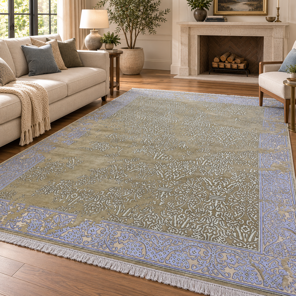 TRO-204 Hand Knotted Rug XX-735 JK-05 L.GREEN/L.GREEN 8X10
