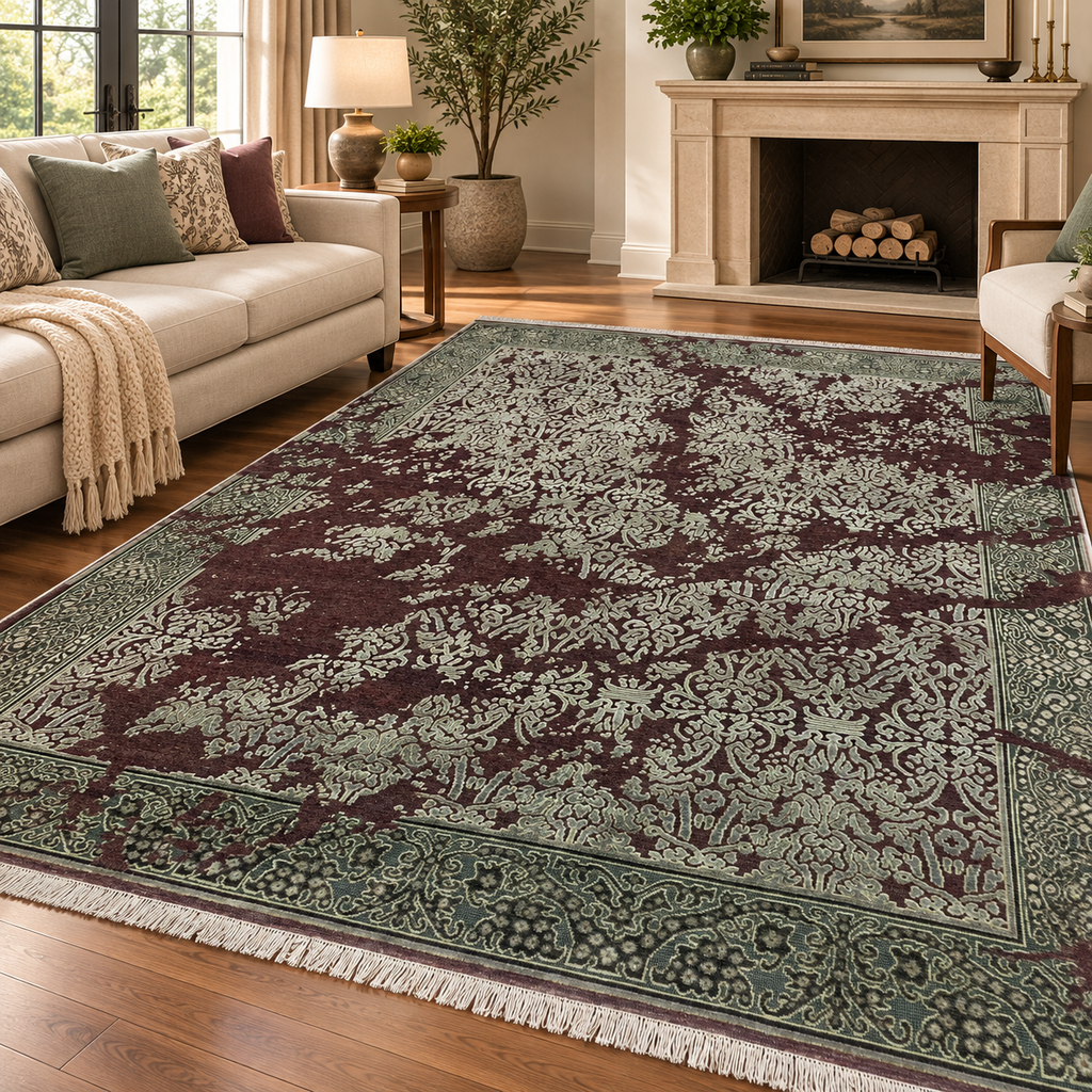 TRO-205 Hand Knotted Rug XX-738 JK-05 RED/IVORY 8X10