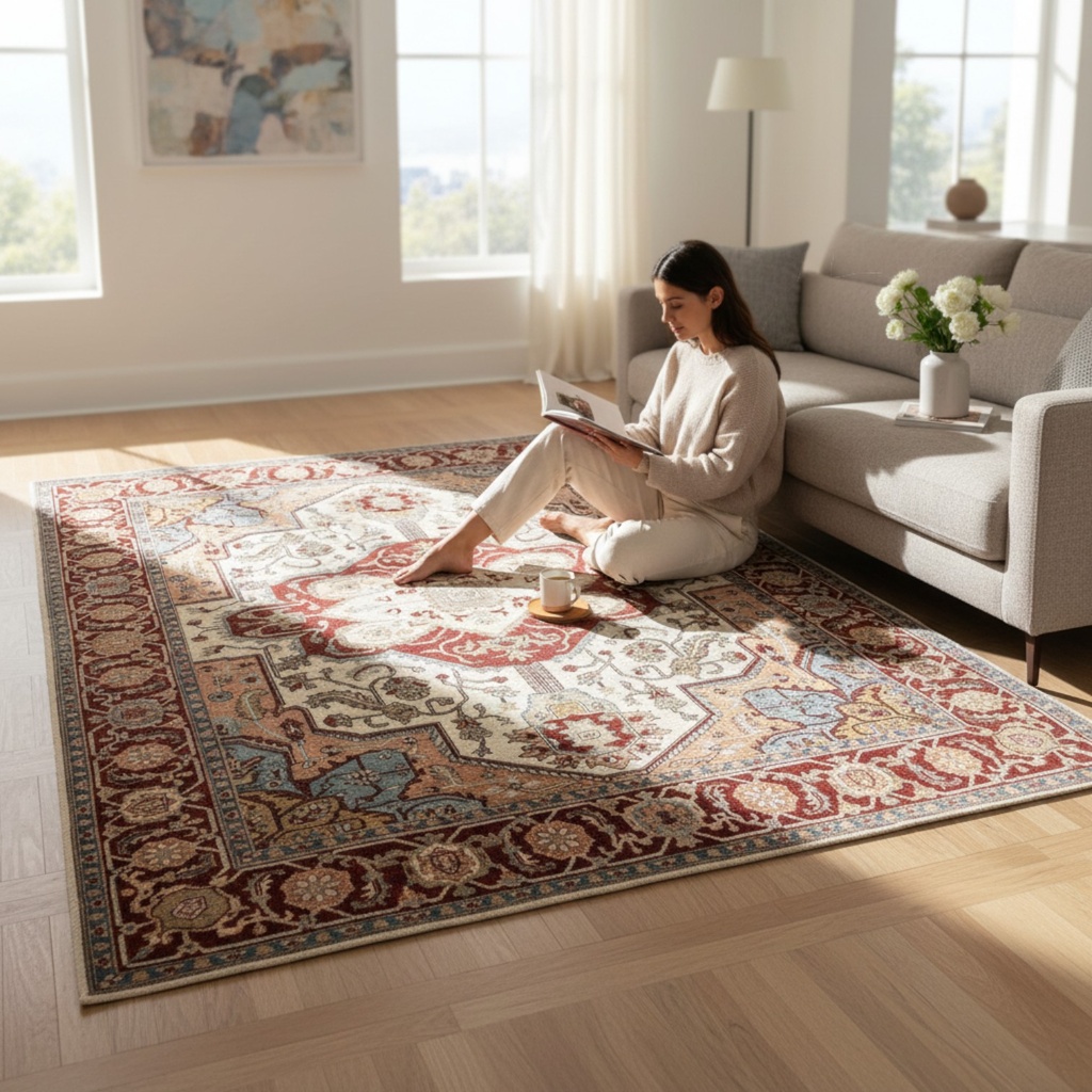 TRO-208 Hand Knotted Rug Z-167 HS-1 IVORY/RUST 4.10X6.6