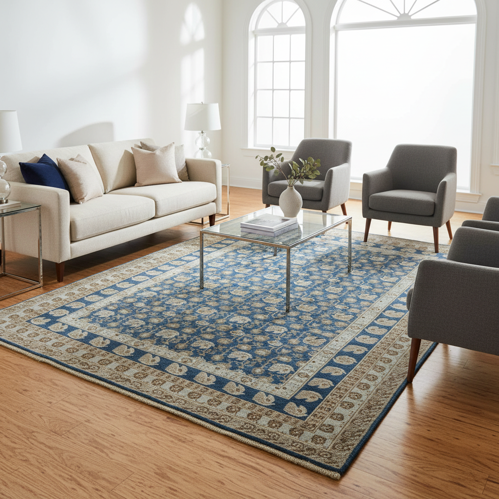 [TRO-211] TRO-211 Hand Knotted Rug Z-268 SK-16 BLUE/BLUE 8.9X11.9