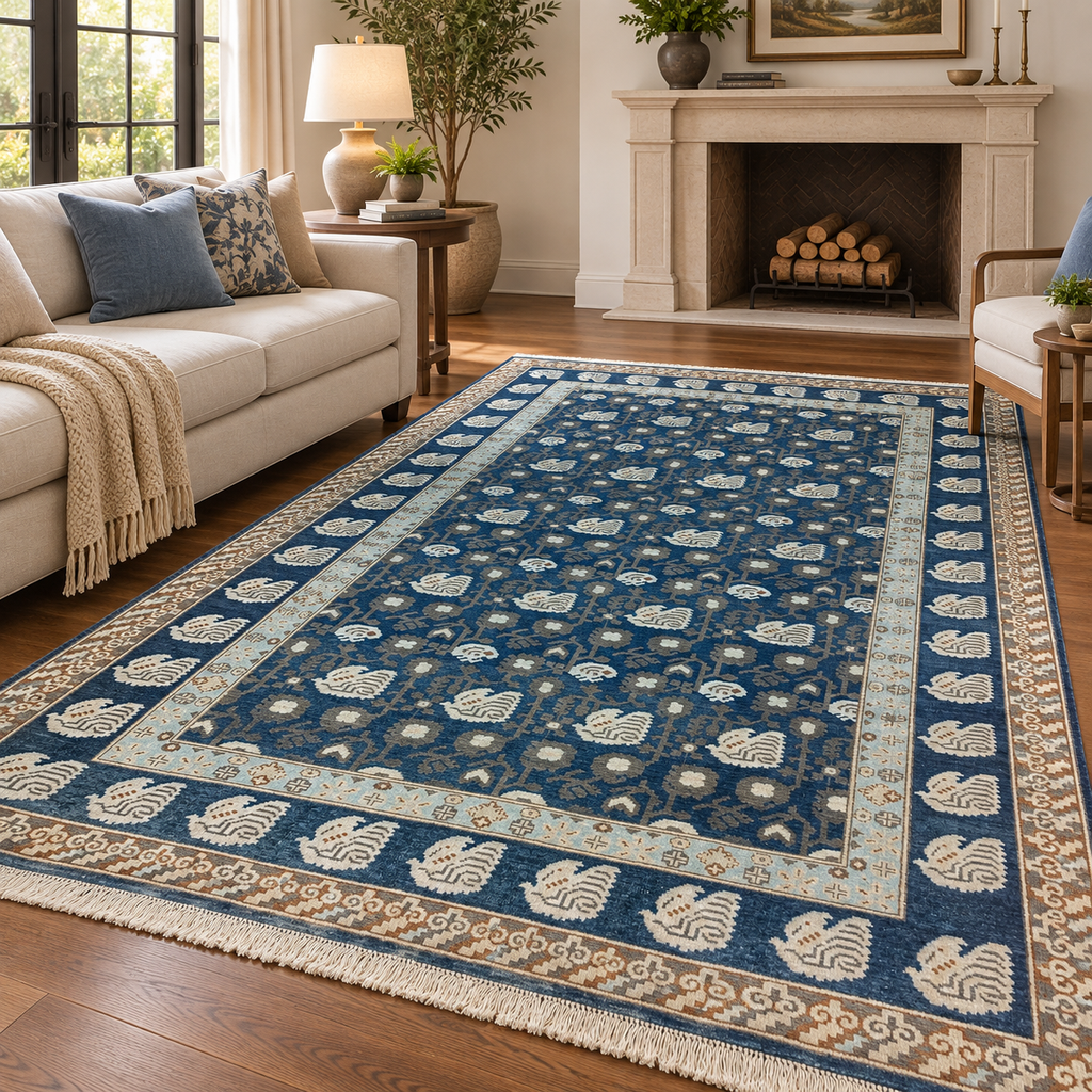 TRO-228 Hand Knotted Rug ZZ-104 SK-16 BLUE/GREY 6X9