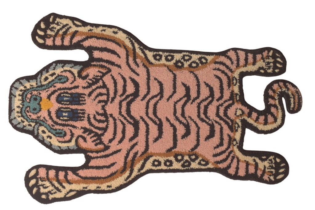 TIBETAN TIGER 1 2X3 PINK BLACK HAND TUFTED RUG
