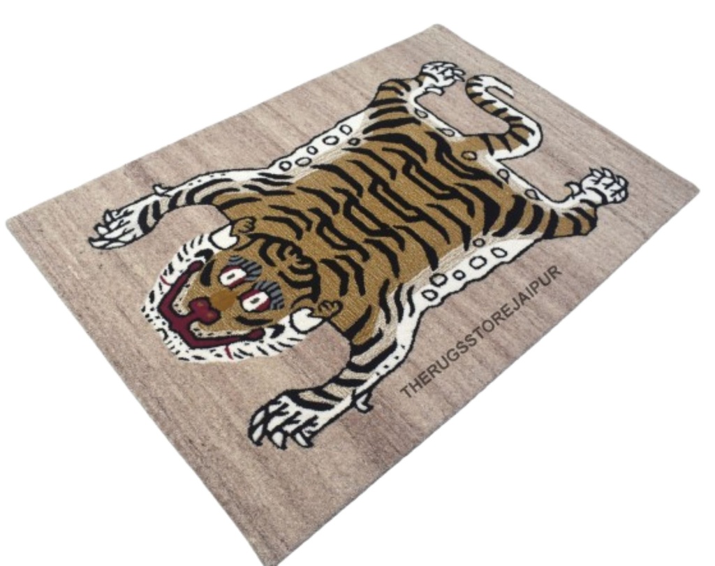 TIBETAN TIGER 4X6 JA2010 ABRUSH PI HAND TUFTED RUG