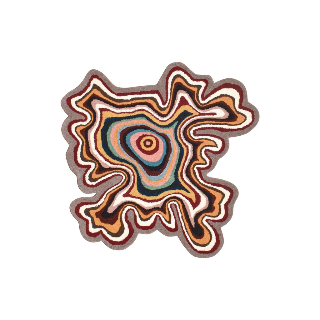 COLORFUL UNEVEN SHAPE AMOEBA RUG (3x3 feet)