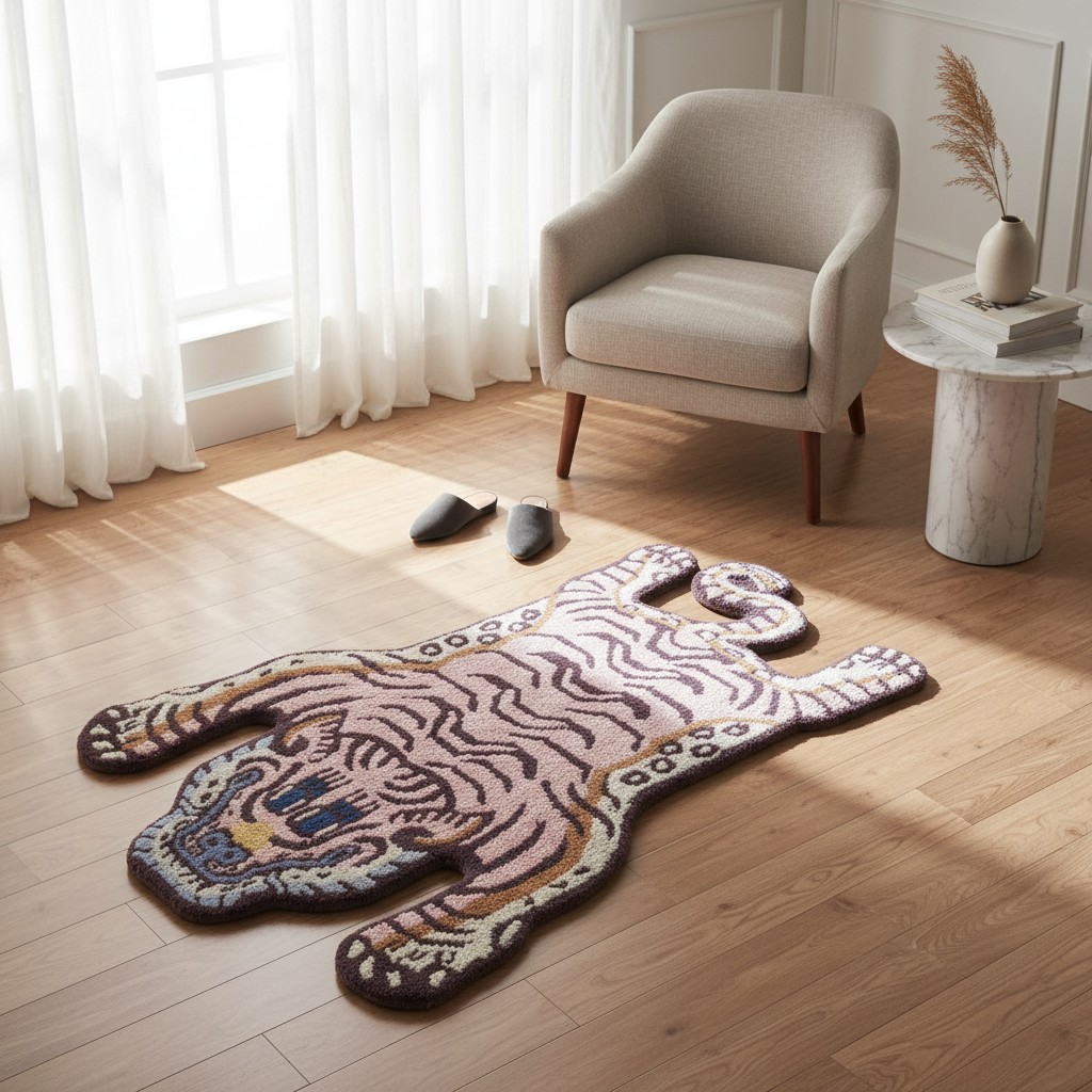 TIBETAN TIGER 1 2X3 PINK MR HAND TUFTED RUG