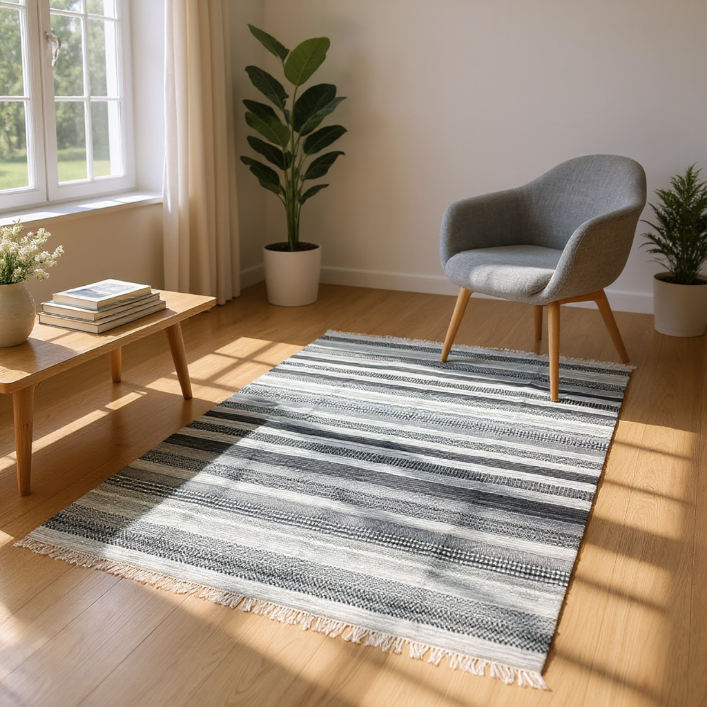 Monochrome Horizon Stripe Flatweave
