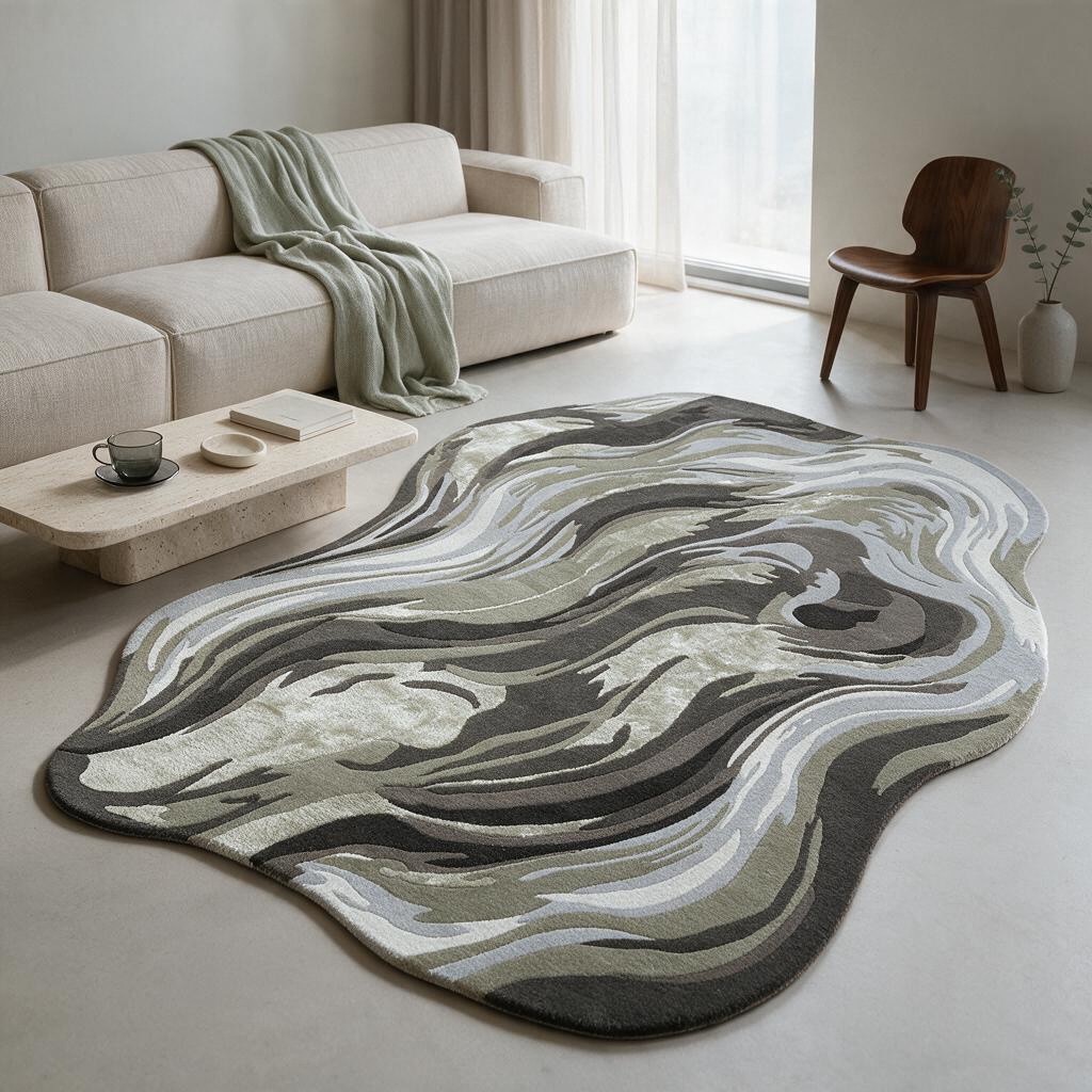 Sea Waves Hand Tufted Rug Beige/Brown Shades