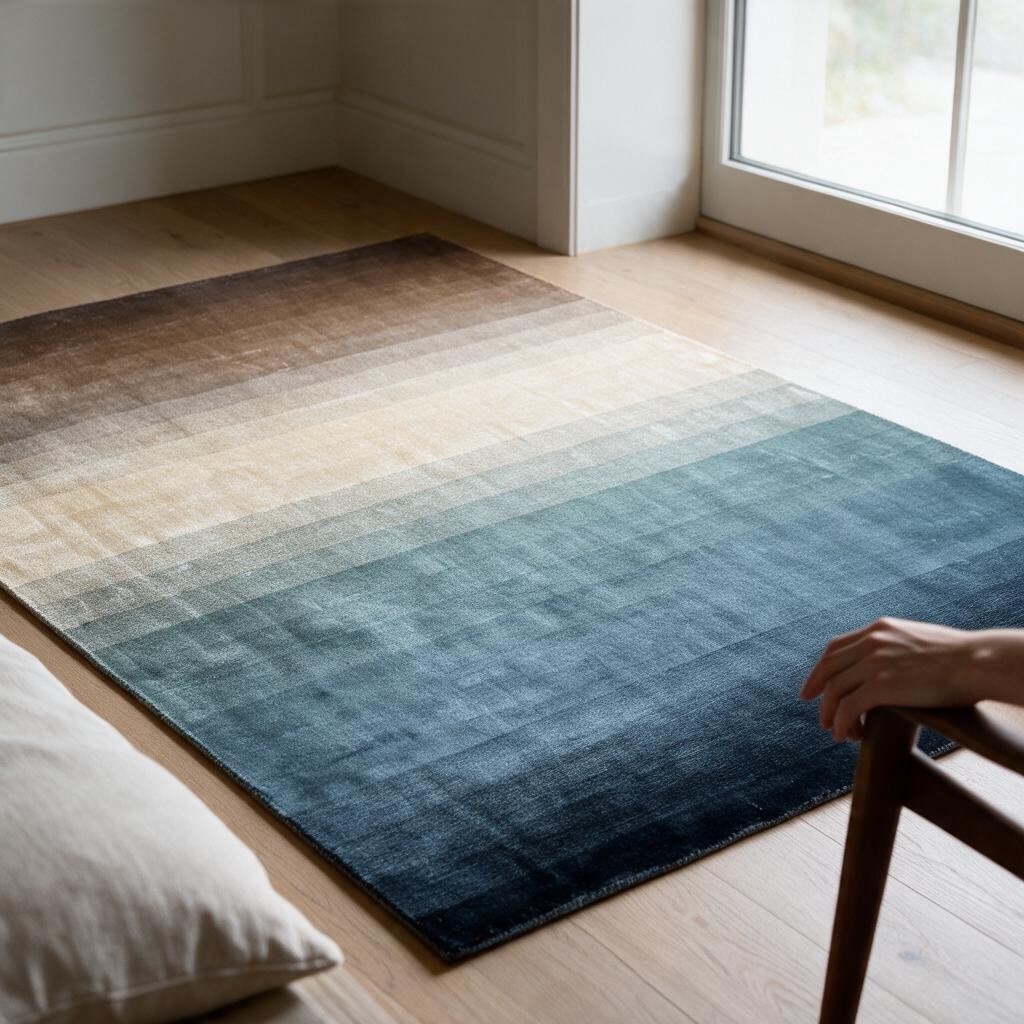 Handloom Ombré Tencil Ocean Blue Sand Beige Rug