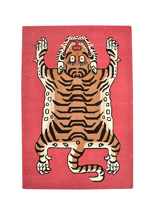 Tibetan Tiger Rectangle Hot Pink Hand Tufted Rug (3x5 feet)