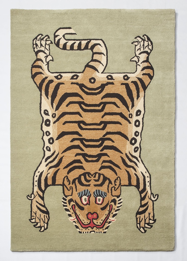Tibetan Tiger Rectangle Pistachio Green Hand Tufted Rug (3x5 feet)